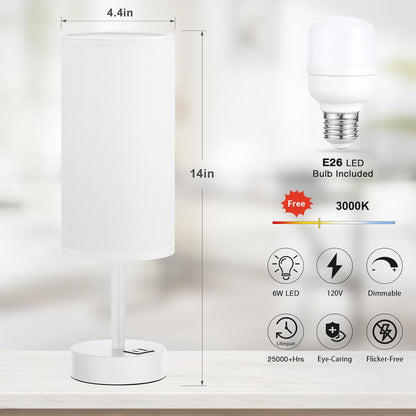 Dicoool Bedside Table Lamp for Bedroom - 3-Way Dimmable Touch Lamp, USB A+C
