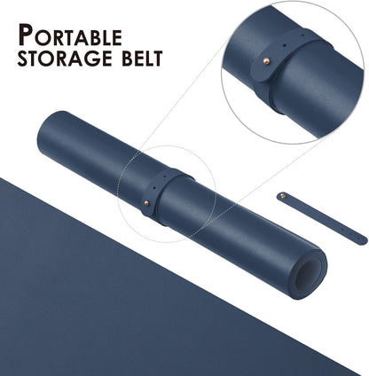 HOMIEAZICOZI Leather Desk Mat - Non-Slip PU Desk Pad for Office and Home - Desk Organization and Accessories - Ideal for Large Mouse Pad and Desk Mats on Top of Desks (Black,36''x 17'') (DPD-B-L)