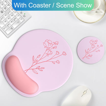 Ergonomic Mouse Pad with Wrist Support Rest,Large Mousepad Gel Wrist Rest, with Coaster Non-Slip & Pain Relief for Computer, Desk, Home&Office-Beach - Colors B