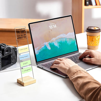 Monitor Memo Board with Removable Wooden Base Acrylic Portable Sticky Note Holder, It is Okay to Acrylic Message Board Sign, Office Desk Desk Set Sticky Notes 100 Sheets
