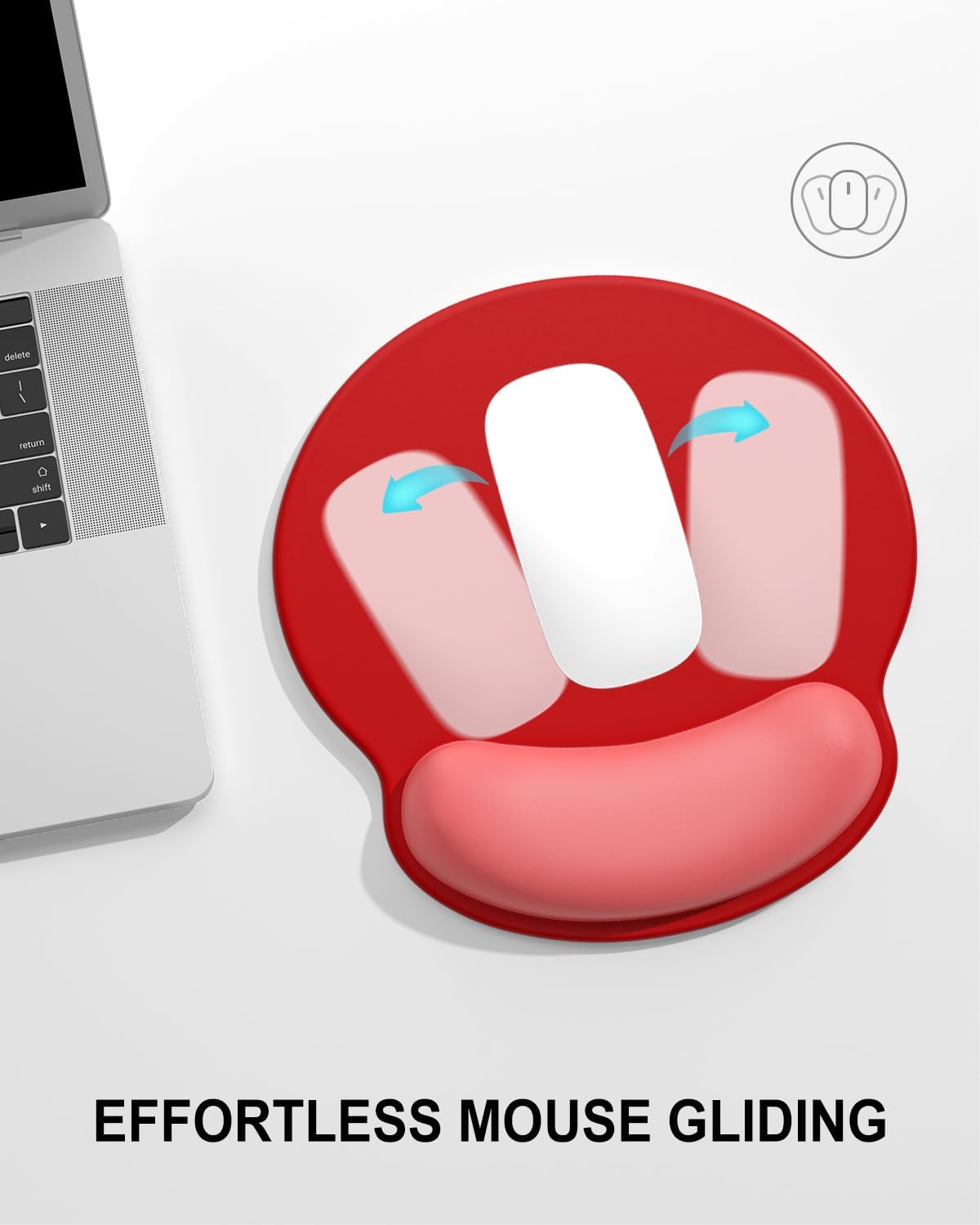 Ergonomic Mouse Pad with Wrist Rest, Comfortable Silicone Non-Slip Computer Pain Relief Gel Mouse Mat with Wrist Support for Gaming, Work, Office, Women & Men, Cute Pattern, Beige