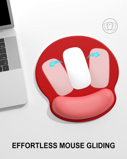 Ergonomic Mouse Pad with Wrist Rest, Comfortable Silicone Non-Slip Computer Pain Relief Gel Mouse Mat with Wrist Support for Gaming, Work, Office, Women & Men, Cute Pattern, Beige