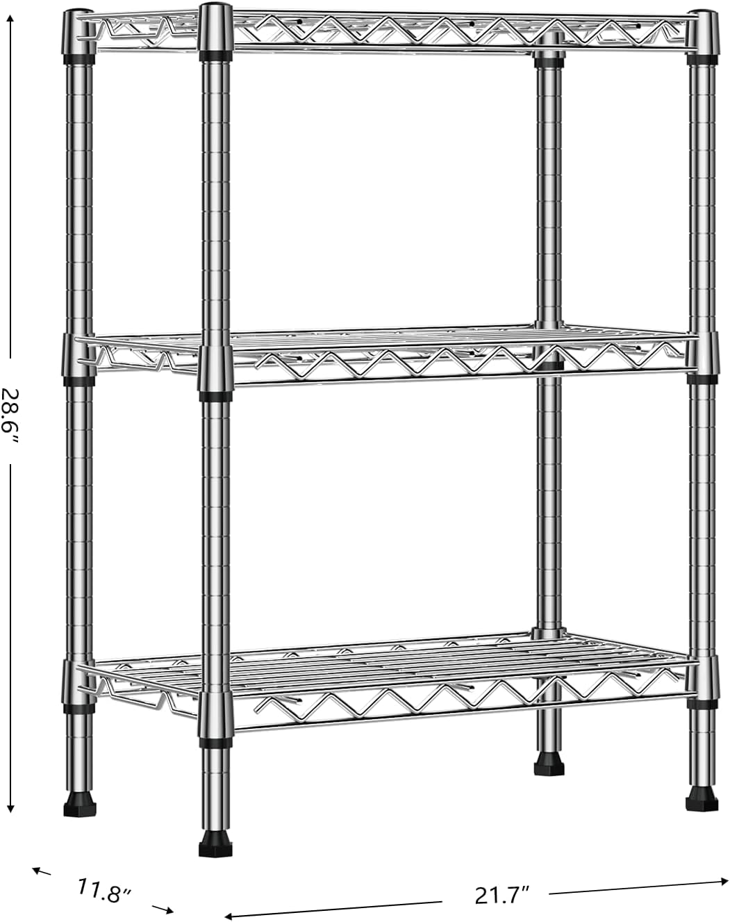 M MZG 450 lbs Steel Storage Shelving 3-Tier Utility Shelving Unit Steel Organizer Wire Rack for Home,Kitchen,Office (11.8" D x 17.7" W x 26.3" H) - Colors B