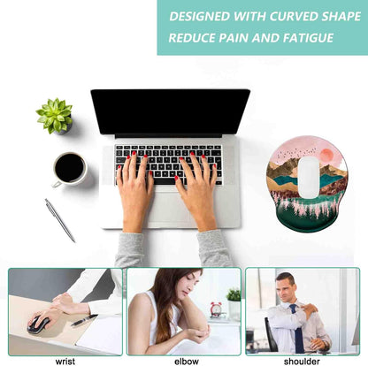 Mouse Pad with Wrist Support, Ergonomic Mouse Pad with Memory Foam Wrist Rest Cushion, Non-Slip Rubber Base Gaming Mice Pad for Home Office Computer Laptop, Flower Black