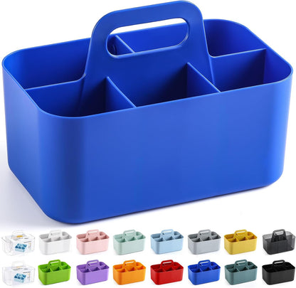 Multiuse Caddy Organizer with Handle, Portable Divided Plastic Tote Bin - Art Craft, Stationary Pen Marker Crayons, Makeup Hair Supplies Storage - Bathroom, Classroom, Dorm, Office, Desk Holder -Black