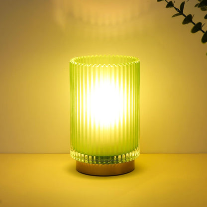 Battery Operated Lamp, Cordless Table Lamp with Timer, Desk Bedside Lamps with LED Warm Light, Glass Small Table Lamp for Bedroom, Bathroom, Living Room, Home Decor - Amber