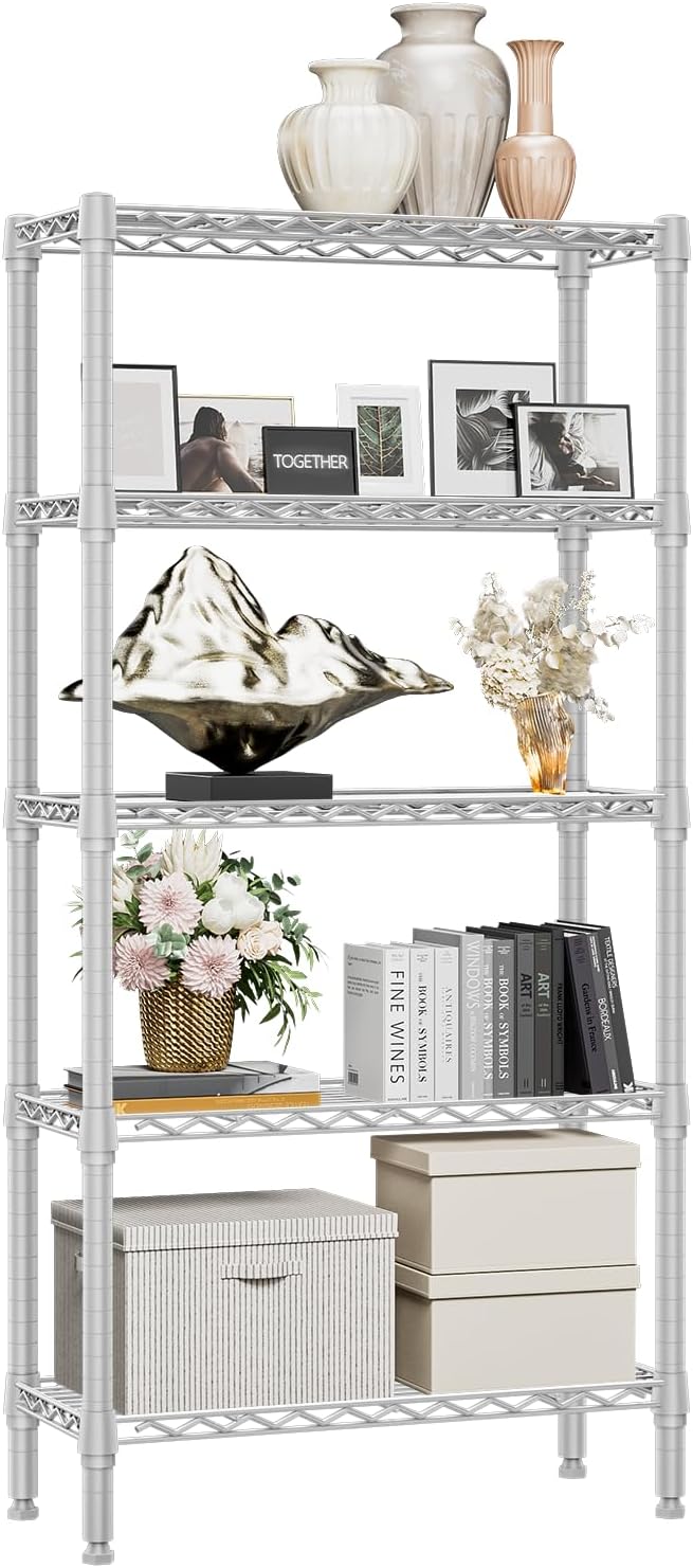 M MZG 450 lbs Steel Storage Shelving 3-Tier Utility Shelving Unit Steel Organizer Wire Rack for Home,Kitchen,Office (11.8" D x 17.7" W x 26.3" H) - Colors A