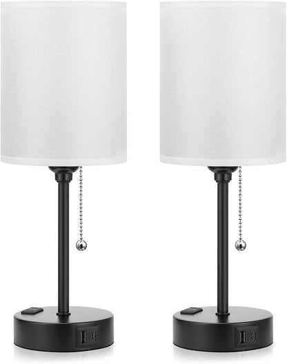 Dicoool Bedside Table Lamp for Bedroom - Small Desk Lamp with USB Ports