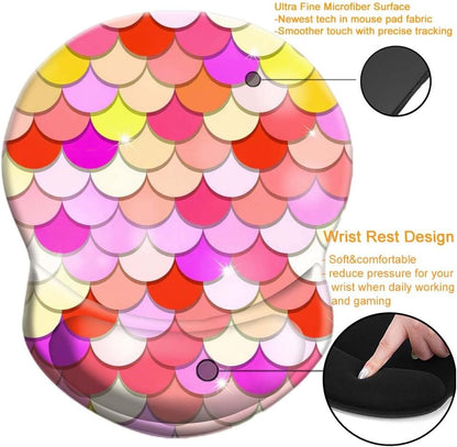 Wrist Support Mouse Pad Anti Slip Rubber Wrist Rest Mousepad 9in X 8in Small Desktop Notebook Mouse Mat for Working and Gaming (M-Pink Floral)