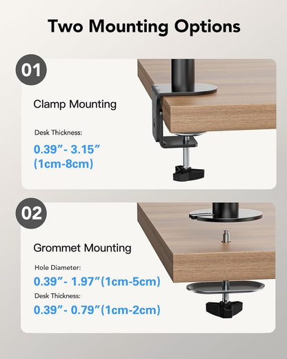HUANUO Dual Monitor Mount up to 32 Inch Screens, Heavy-Duty Steel Dual Monitor Stand, Full Motion Adjustable Arm with Tilt, Swivel, Rotate, Holds up to 17.6 lbs per Arm, VESA 75/100mm