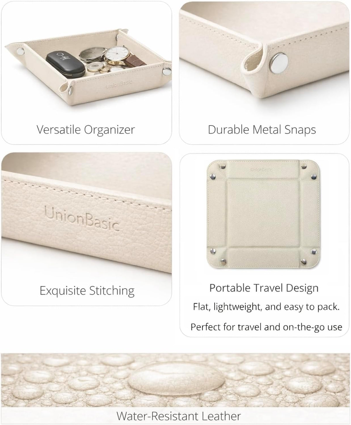 Small Valet Tray, Jewelry Tray for Rings Watches Earrings, Entryway Catchall Caddy for Coins Keys Change, Nightstand Bedside Valet Holder, Trays for Electronic Gadgets, Beige - Colors A