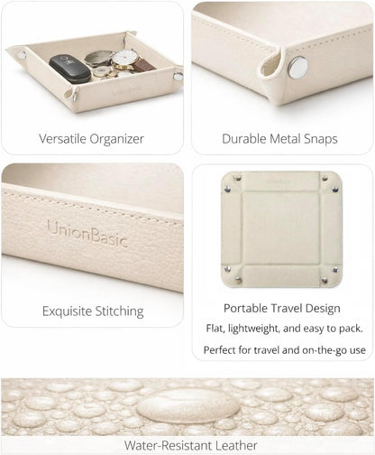 Small Valet Tray, Jewelry Tray for Rings Watches Earrings, Entryway Catchall Caddy for Coins Keys Change, Nightstand Bedside Valet Holder, Trays for Electronic Gadgets, Beige - Colors A