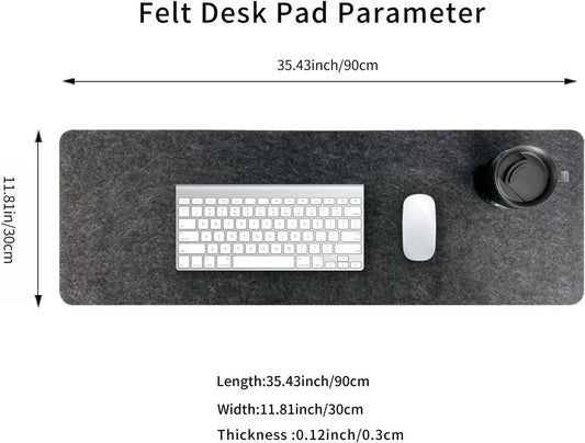 DAWNTREES Felt Desk Mat, Computer Mat for Desk, Dark Gray (36x12Inches)