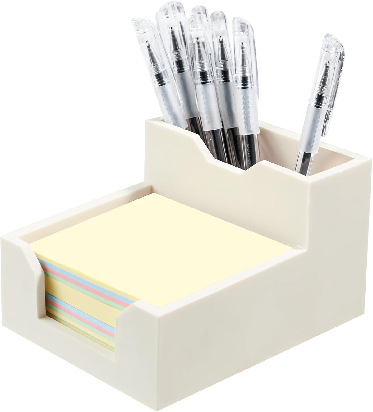 Black Sticky Note Holder, Silicone Memo Holder with Pen or Card Slots, Sticky Note Dispenser, Fits 3x3 Inches Sticky Notes