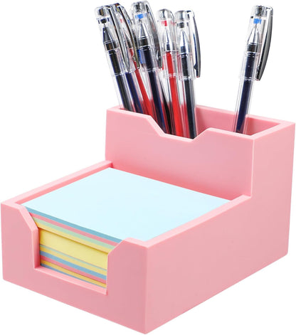 Black Sticky Note Holder, Silicone Memo Holder with Pen or Card Slots, Sticky Note Dispenser, Fits 3x3 Inches Sticky Notes