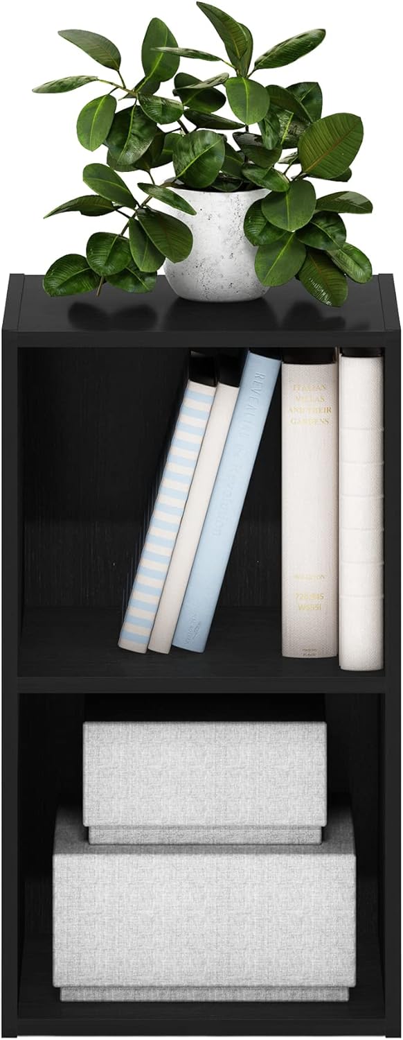 Furinno PASIR Book Shelf, 2-Tier Modern Bookshelf, Open Shelves Bookcase 9 x 12 x 21, Easy Assembly, for Living Room, Bedroom, Home Office, White