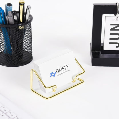 Metal Business Card Holder for Desk, Cute Card Display Stand, Compatible with Various Countertops, Gold
