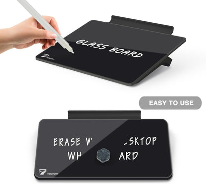 Small Glass Desktop Whiteboard Dry-Erase, Mini Pure Glass Whiteboard Stand