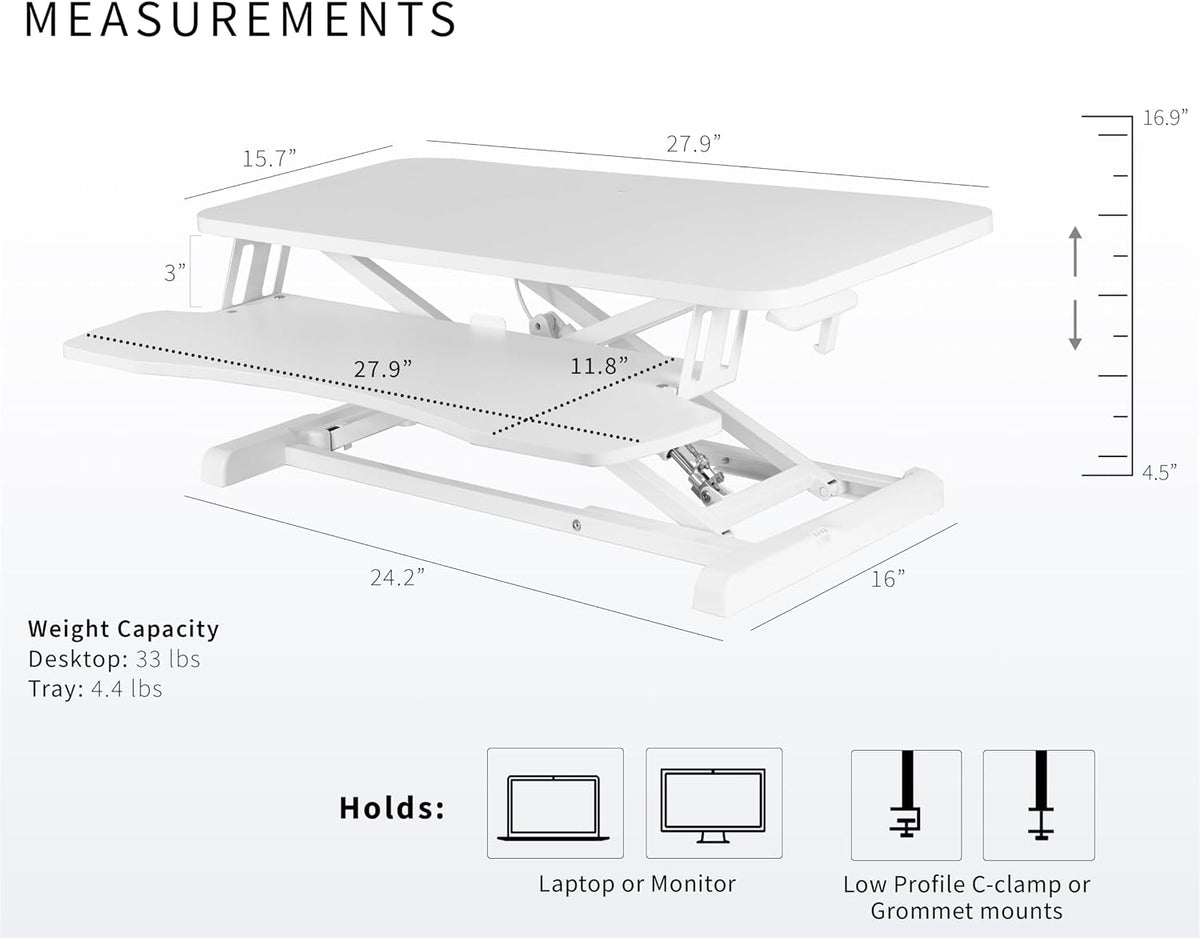 Black 32 in Standing Desk Converter, DESK-V000K
