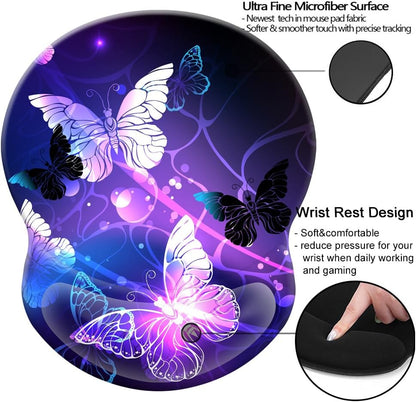 Wrist Support Mouse Pad Anti Slip Rubber Wrist Rest Mousepad 9in X 8in Small Desktop Notebook Mouse Mat for Working and Gaming (M-Pink Floral)