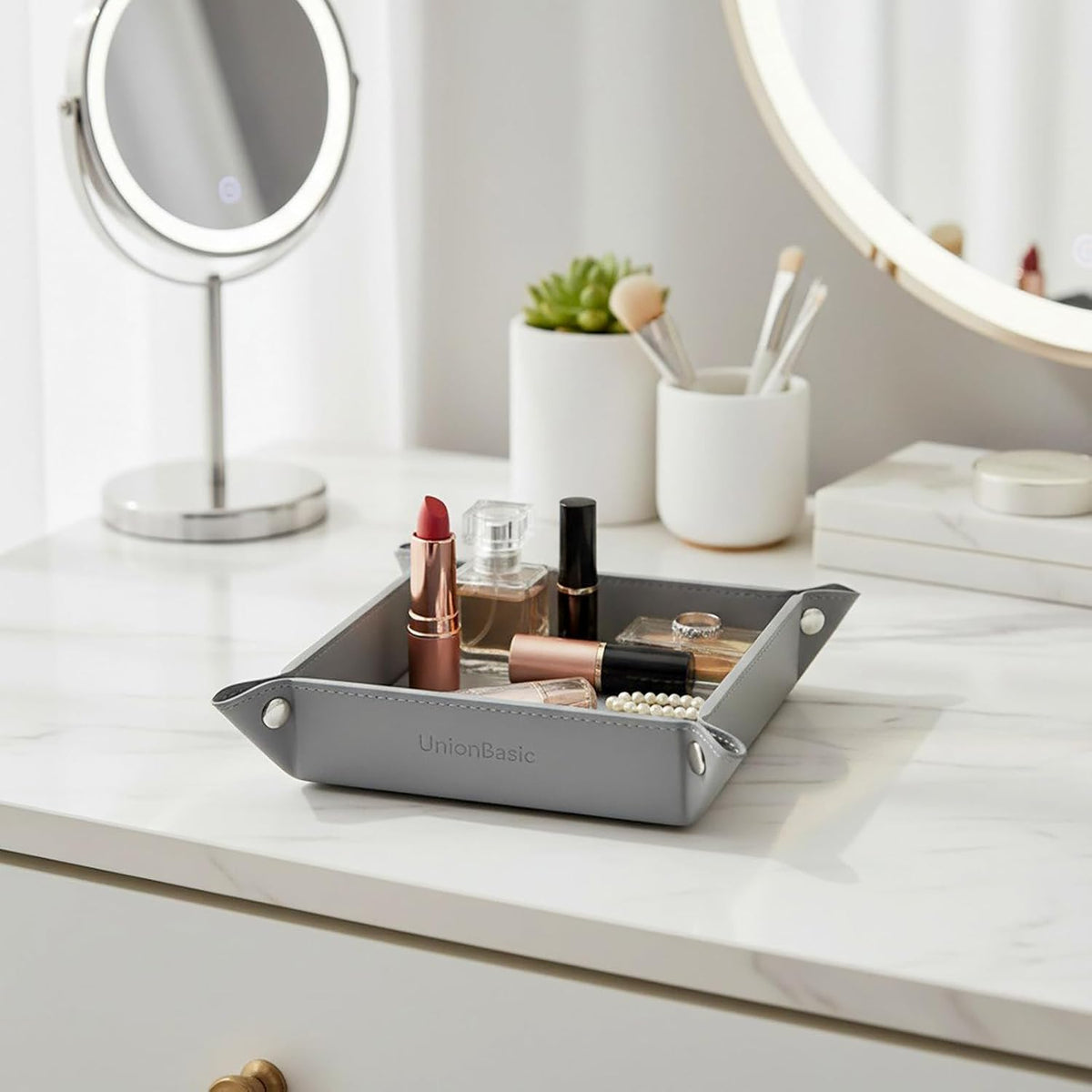 Small Valet Tray, Jewelry Tray for Rings Watches Earrings, Entryway Catchall Caddy for Coins Keys Change, Nightstand Bedside Valet Holder, Trays for Electronic Gadgets, Beige - Colors A