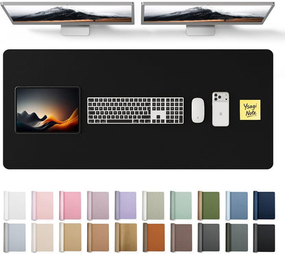 YSAGi Leather Desk Pad Protector, Large Mouse Pad, Non-Slip PU Leather Desk Blotter, Waterproof Writing Pad for Office and Home (31.5" x 15.8", Eggshell) - Colors B