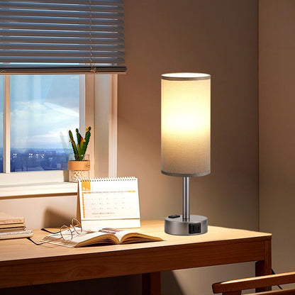 Fenmzee Bedside Table Lamp for Bedroom - Dimmable Touch, USB A+C, AC Outlet