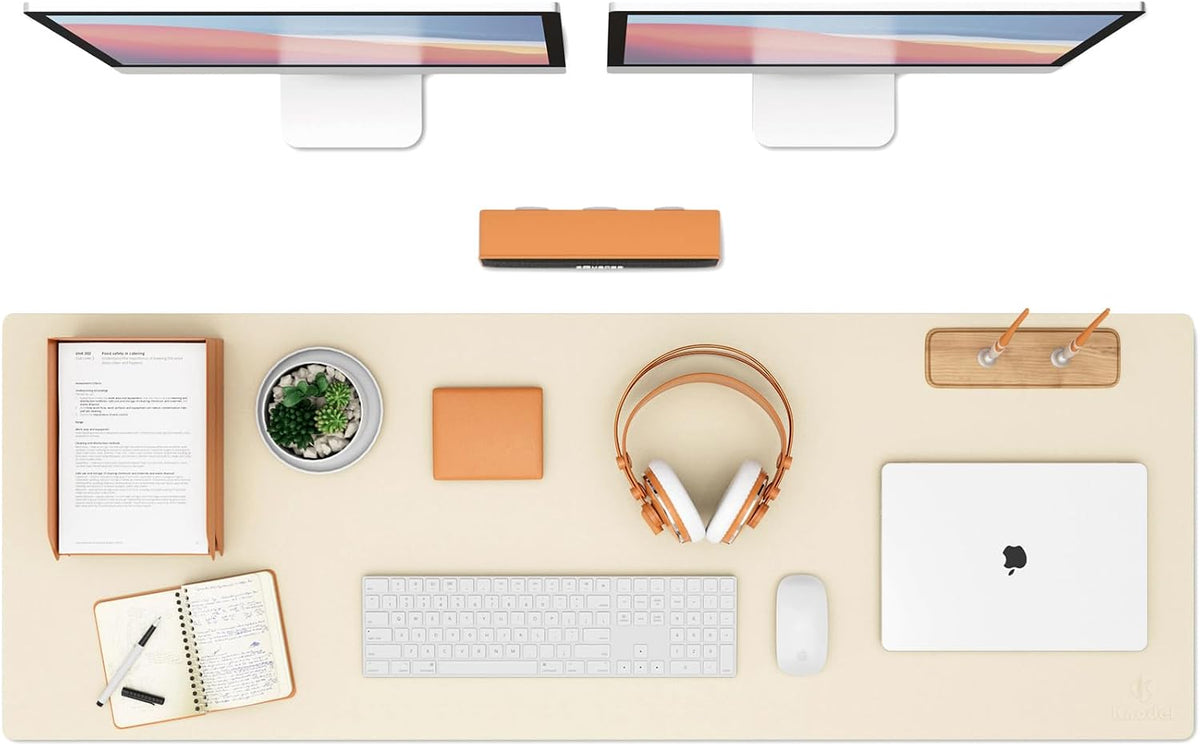 K KNODEL Large Office Leather Desk Mat, Mouse and Keyboard Pad, Computer and Laptop Mat, Desktop Protector and Cover, Writing Pad and Blotter (31.5"x15.7", Black)