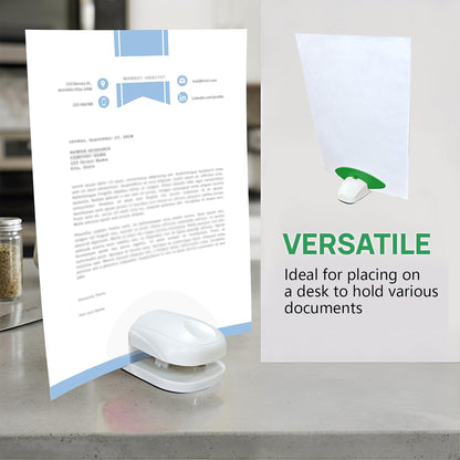 Paper Holder for Typing, White Typing Stand Document Holder with Weighted Base and Clip, Compact Paper Stand for Desk When Typing, Copy Holder for Notes, Forms and Office Work