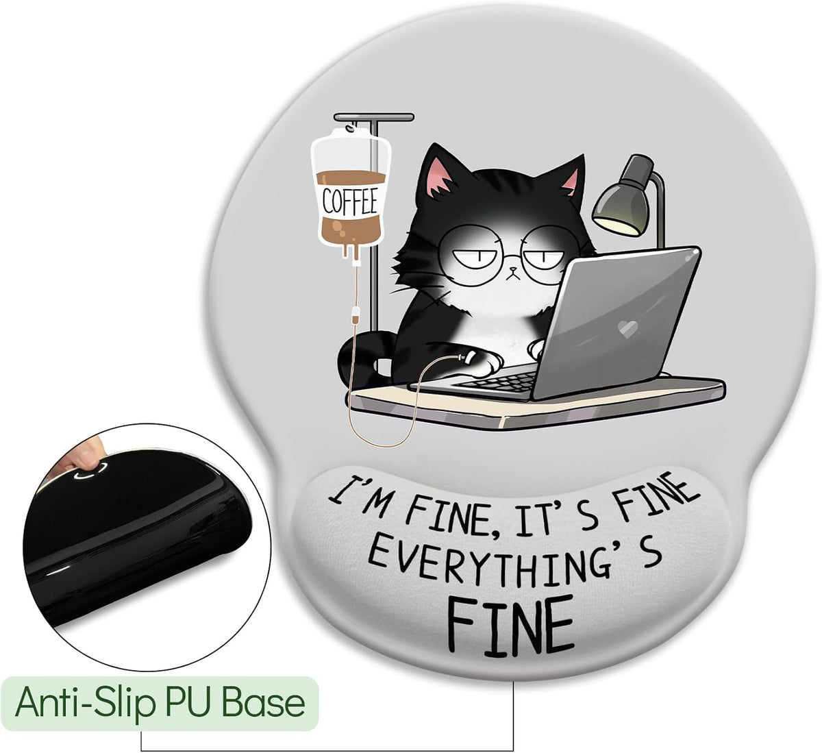 Funny Ergonomic Mouse Pad with Wrist Rest, Cat Desk Decor Gifts - Colors A