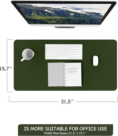 YSAGi Non-Slip Leather Desk Pad, Waterproof Laptop Computer Desk Keyboard Mat, Table Protector Blotter Mat, Large Mouse Pad for Office/Work/Home/Decor(Dark Brown, 31.5" x 15.7")