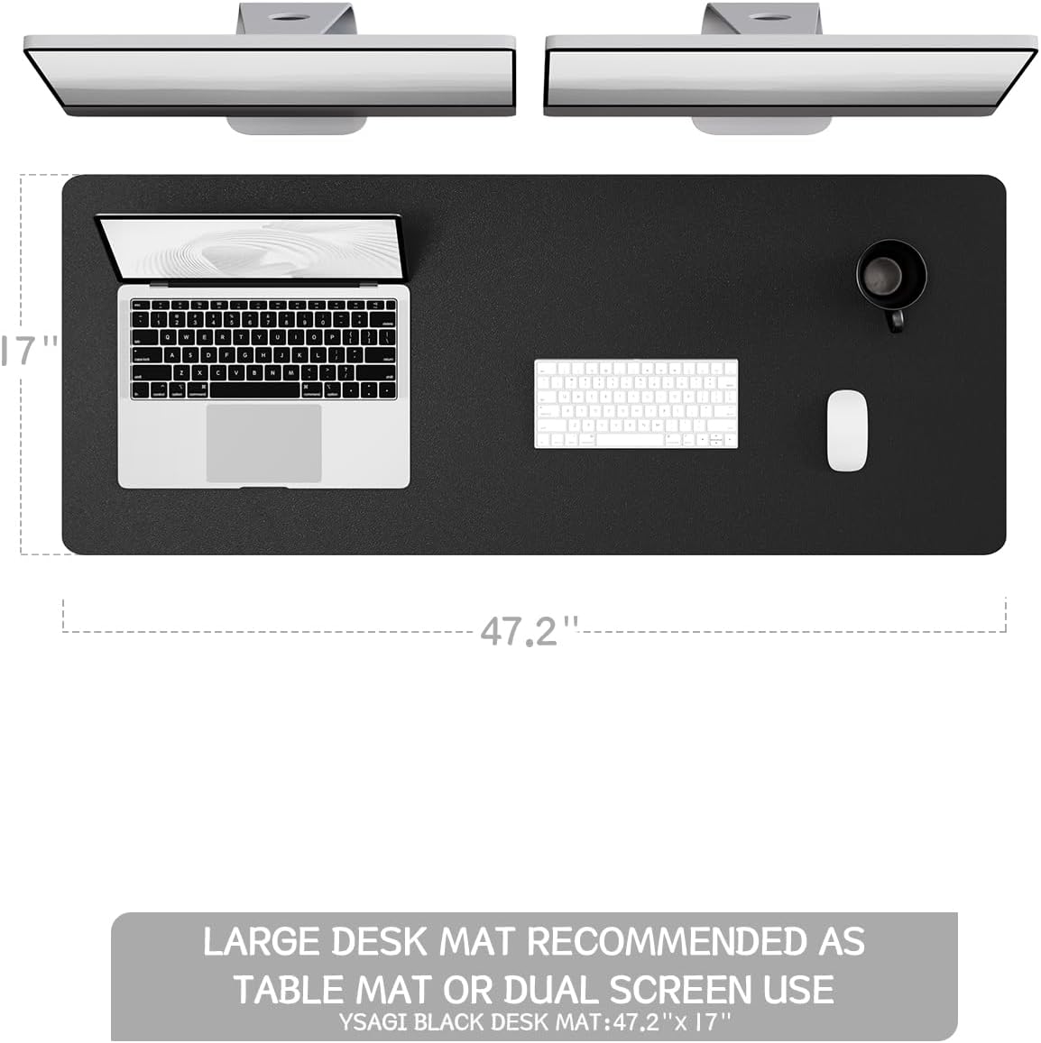 YSAGi Non-Slip Leather Desk Pad, Waterproof Laptop Computer Desk Keyboard Mat, Table Protector Blotter Mat, Large Mouse Pad for Office/Work/Home/Decor(Dark Brown, 31.5" x 15.7")