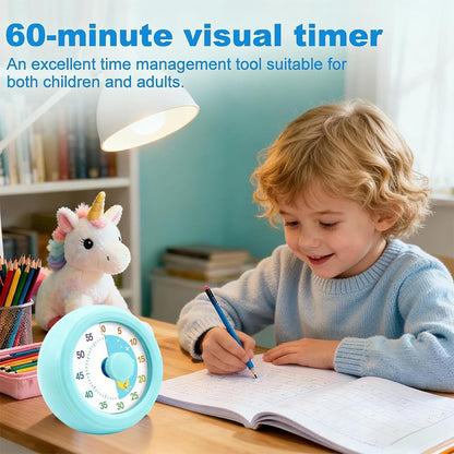 60 Minute Visual Timer with Silent Operation Visual Countdown Timer Rainbow Disk 60 Minute Countdown Timer Task Reminder Home and Kitchen Timer for Kids Desk, Office Meetings (White-Rainbow)