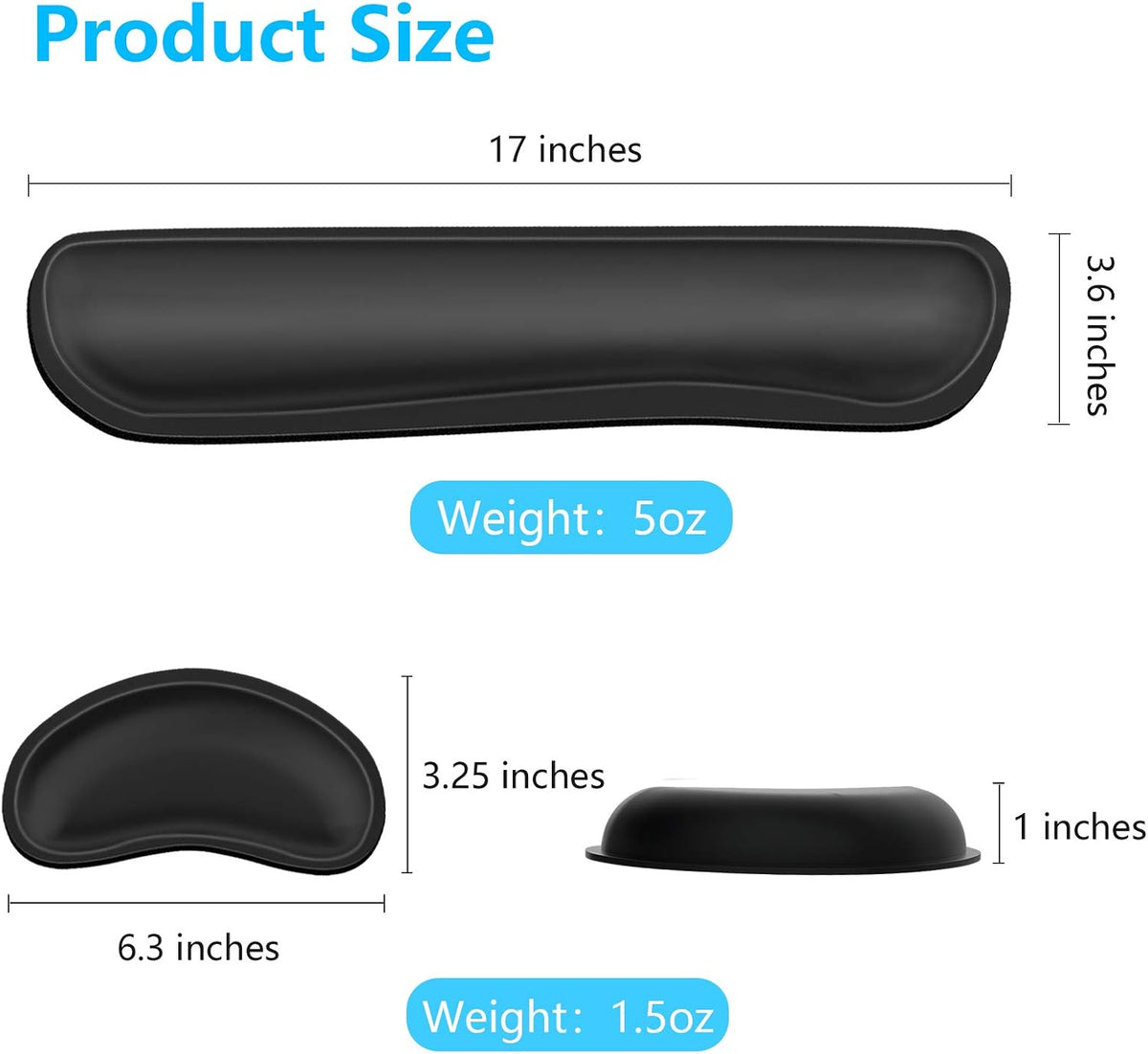 Mouse Wrist Rest, Ergonomic Memory Foam Mouse Wrist for Computer Desk Mats Support, PU Leather Hand Rest Pad Cushion for Gaming, Laptop, Men, Women, Pain Relief & Easy Typing, Black