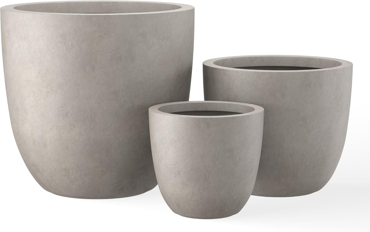 Kante 8.9" H x 10" W Small Concrete Planter, Compact Desktop Plant Pot with Drainage Hole & Rubber Plug – Lightweight Breathable Cement Container for Succulents, Cactus, Herbs, Indoor Outdoor, Gift