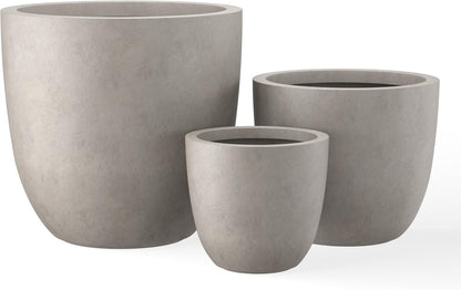 Kante 8.9" H x 10" W Small Concrete Planter, Compact Desktop Plant Pot with Drainage Hole & Rubber Plug – Lightweight Breathable Cement Container for Succulents, Cactus, Herbs, Indoor Outdoor, Gift