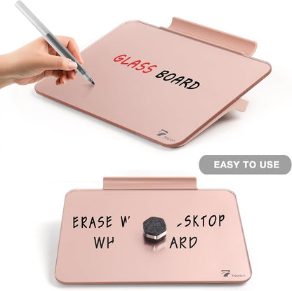 Small Glass Desktop Whiteboard Dry-Erase, Mini Pure Glass Whiteboard Stand