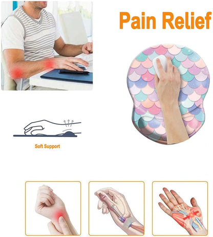 Wrist Support Mouse Pad Anti Slip Rubber Wrist Rest Mousepad 9in X 8in Small Desktop Notebook Mouse Mat for Working and Gaming (M-Pink Floral)