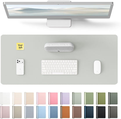 YSAGi Leather Desk Pad Protector, Office Desk Mat, Large Mouse Pad, Non-Slip PU Leather Desk Blotter, Waterproof Laptop Desk Writing Pad for Office and Home (23.6" x 13.8", Eggshell) - Colors A