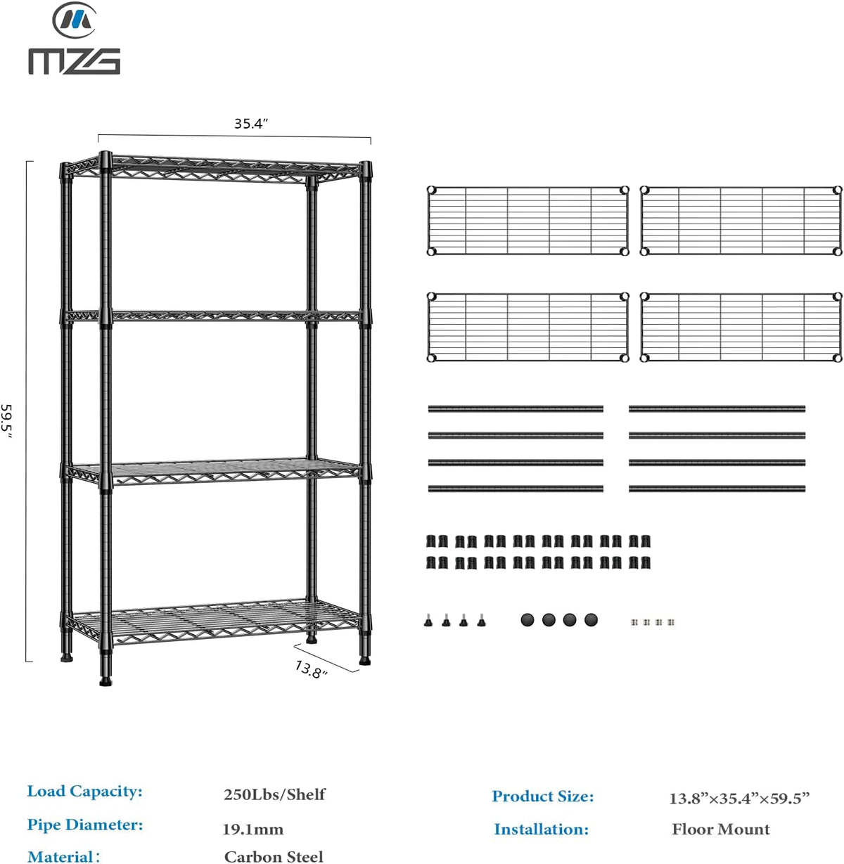 M MZG 450 lbs Steel Storage Shelving 3-Tier Utility Shelving Unit Steel Organizer Wire Rack for Home,Kitchen,Office (11.8" D x 17.7" W x 26.3" H) - Colors B