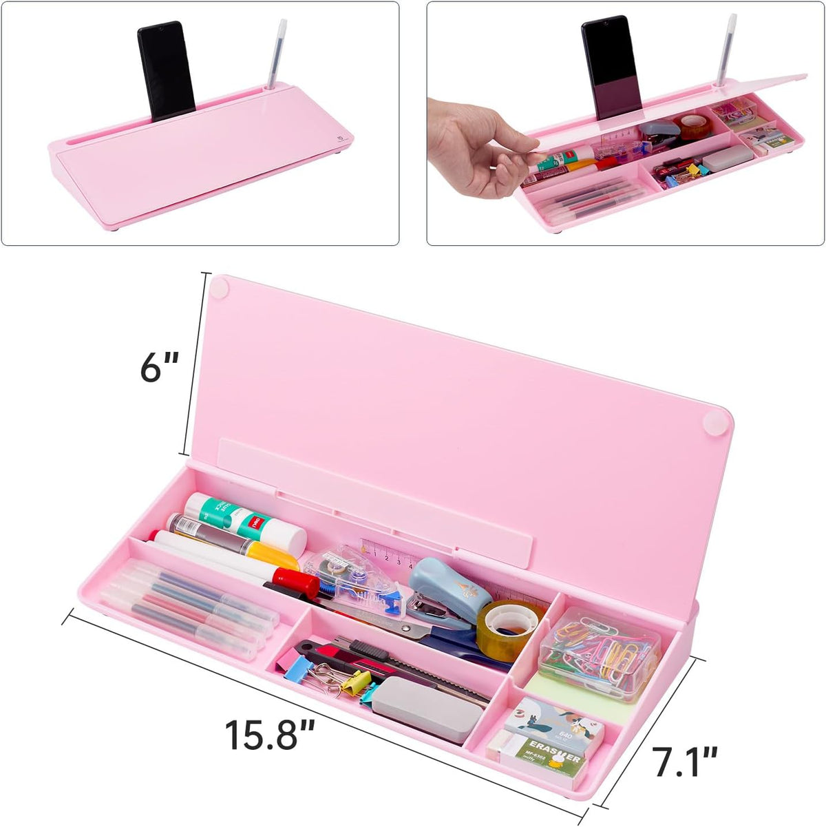 TSJ OFFICE Desktop Whiteboard Dry-Erase-Board - Computer Keyboard Stand White Board Surface Pad with Drawer, Desk Organizers with Accessories for Office, Home, School Supplies - Black