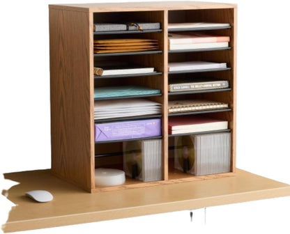 Safco 9422GR Wood Adjustable Literature & Paper Organizer, 16 Adjustable Compratment, Stackable Durable Construction, Home, Office, Mailroom, Classroom Mailbox , Gray