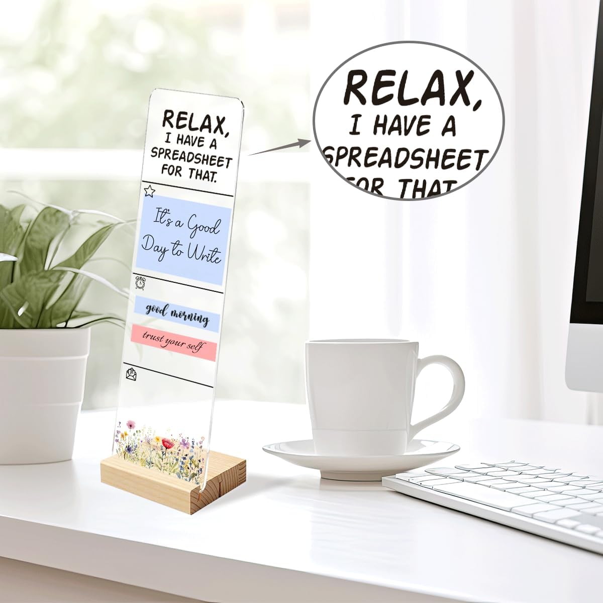 Note to Self Motivational Decor Sticky Note Holder, Mental Health Monitor Memo Board Decorations for School Counseling Office Therapy Desktop Art Decoration School Counselor, Therapist Office Gifts