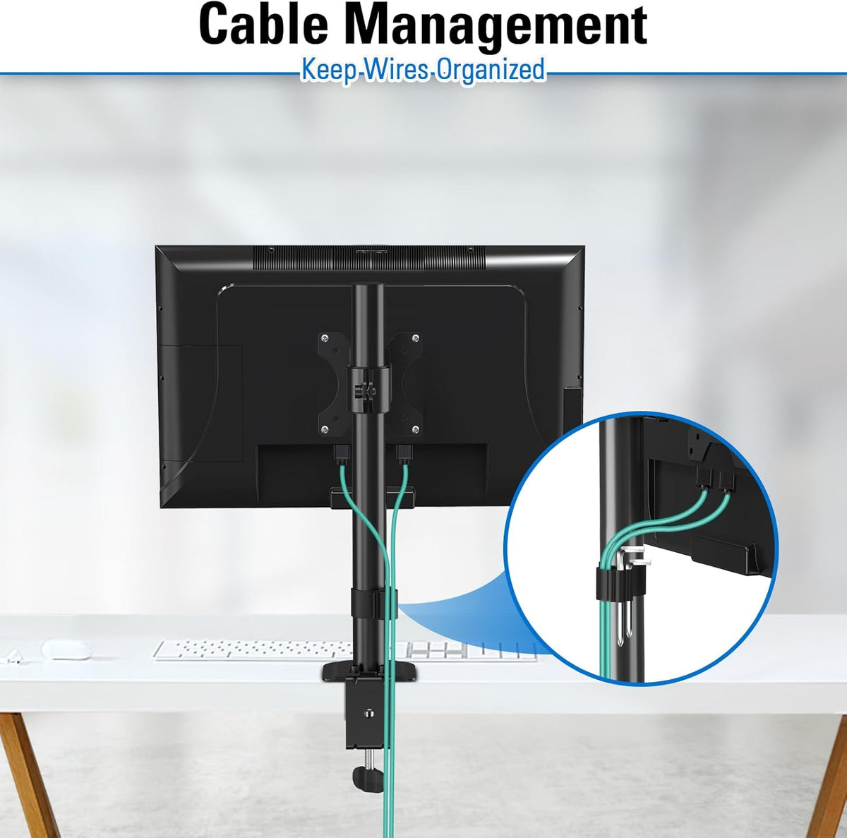 Dual Monitor Desk Mount, Max 32 Inch up to 17.6lbs, Fully Adjustable Dual Monitor Arm for 2 LCD Screens, Double Monitor Stand with C-Clamp and Grommet Base