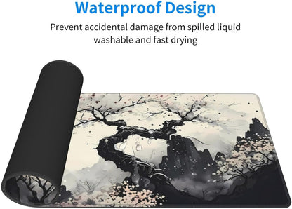 Japanese Mouse Pad, Large Japanese Desk Mat, XL Anime Gaming Keyboard Mat, Non-Slip Rubber Base, Big Extended Desk Protector for Home Office, 31.5”x11.8”