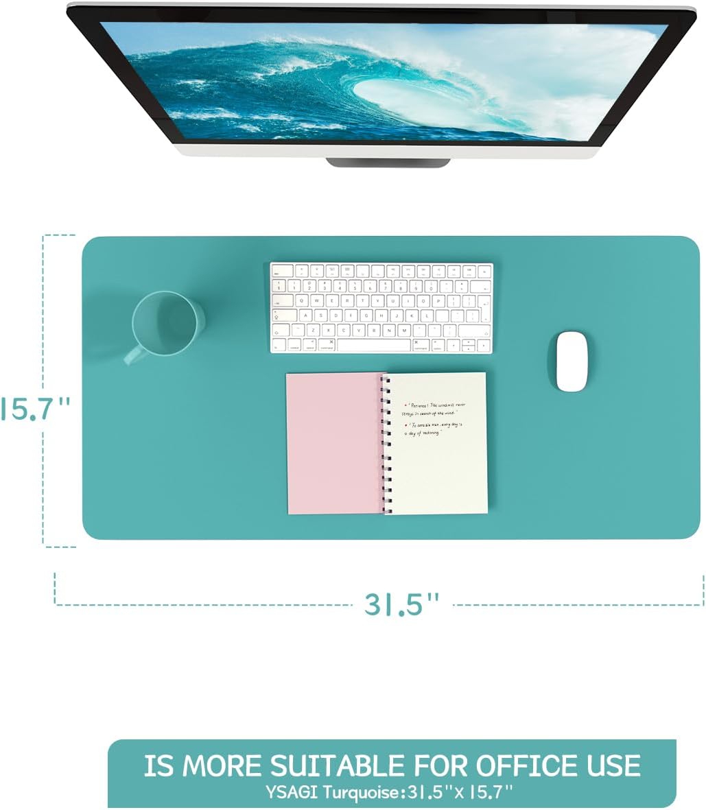 YSAGi Non-Slip Leather Desk Pad, Waterproof Laptop Computer Desk Keyboard Mat, Table Protector Blotter Mat, Large Mouse Pad for Office/Work/Home/Decor(Dark Brown, 31.5" x 15.7")