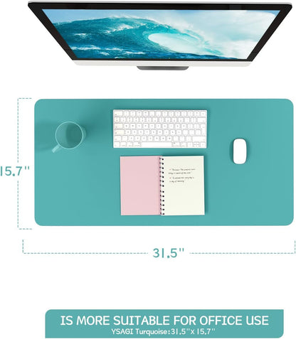 YSAGi Non-Slip Leather Desk Pad, Waterproof Laptop Computer Desk Keyboard Mat, Table Protector Blotter Mat, Large Mouse Pad for Office/Work/Home/Decor(Dark Brown, 31.5" x 15.7")