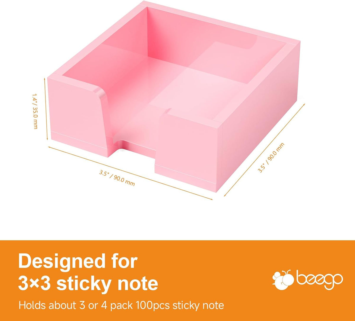 BEEGO Sticky Note Organizer - 4x6 in Crystal Clear Acrylic Notepad Holder & Dispenser for Dorm Room Office Desk Organization