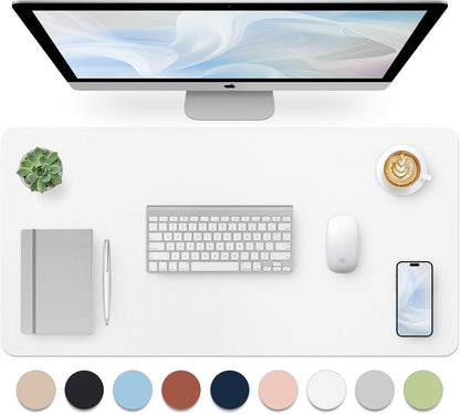 Bloss Leather Desk Pad and Keyboard Wrist Rest, Large Mouse Pad + Keyboard Pad+Mouse Wrist Support, Non-Slip Desk Mat Protector for Office, Home(31.5×15.7 Inches,Beige) - Colors A
