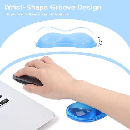 Gel Keyboard & Mouse Wrist Rest Set - Keyboard Wrist Rest Pad & Mouse Support for Office Gaming Pad Computer Laptop Ergonomic Comfortable Pain Relief- Blue Pad Set